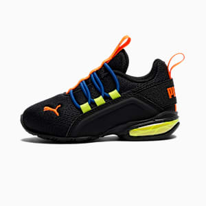 Tenis para infantes Axelion Mesh, PUMA Black-Cobalt Glaze-Orange Glo, large